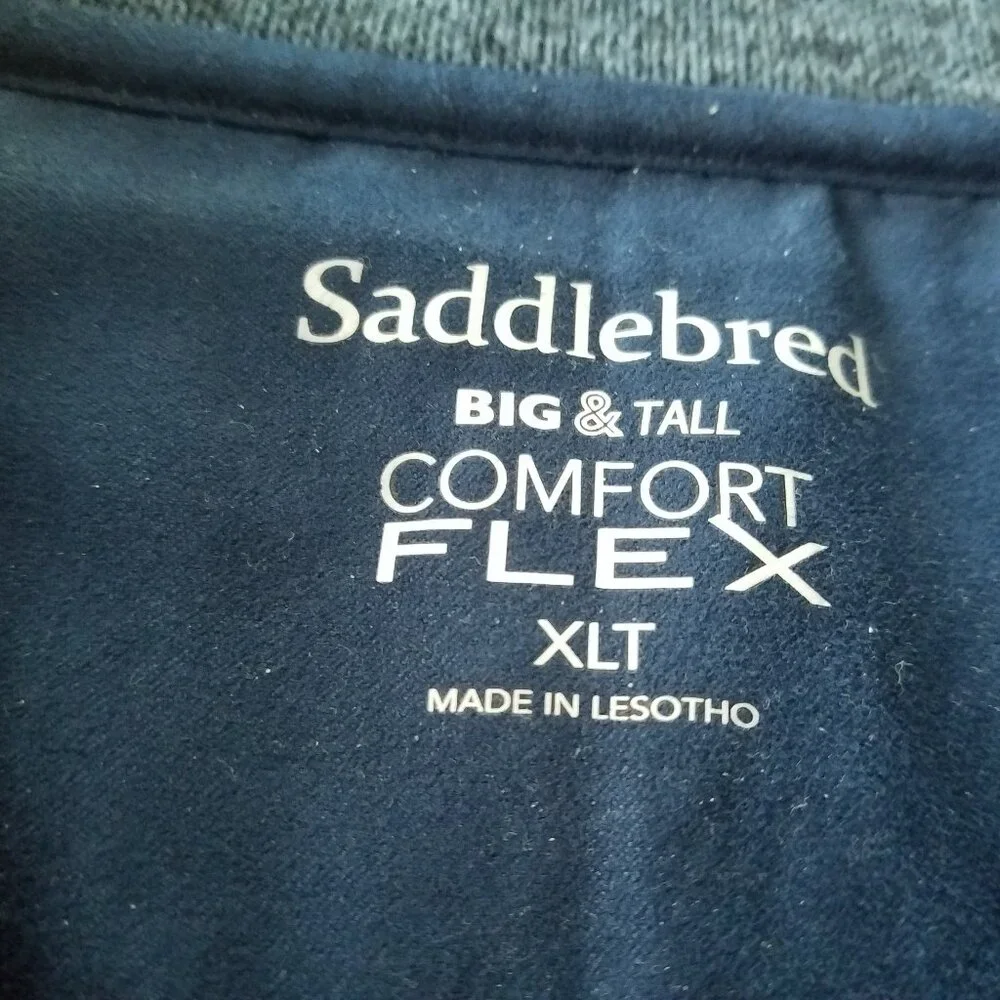 Men's Saddlebred Big & Tall Blue Quarter Zip Pockets Long Sleeve Jacket XLT - Picture 3 of 7